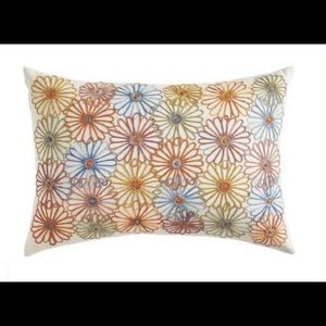 NEW Pier 1 Pillow Daisy Lumbar Embroidered